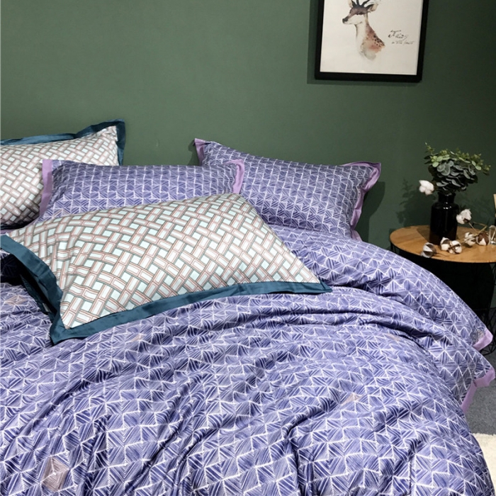 91家纺网 家纺一手货源 找家纺 优然居 2019小边款数码印花四件套 吉恩