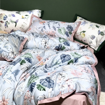 91家纺网 家纺一手货源 找家纺 优然居 2019小边款数码印花四件套 秋颜