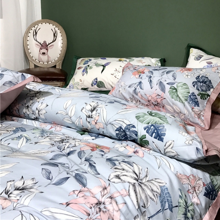 91家纺网 家纺一手货源 找家纺 优然居 2019小边款数码印花四件套 秋颜