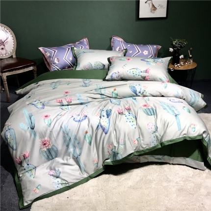 优然居 2019小边款数码印花四件套 仙人掌时光