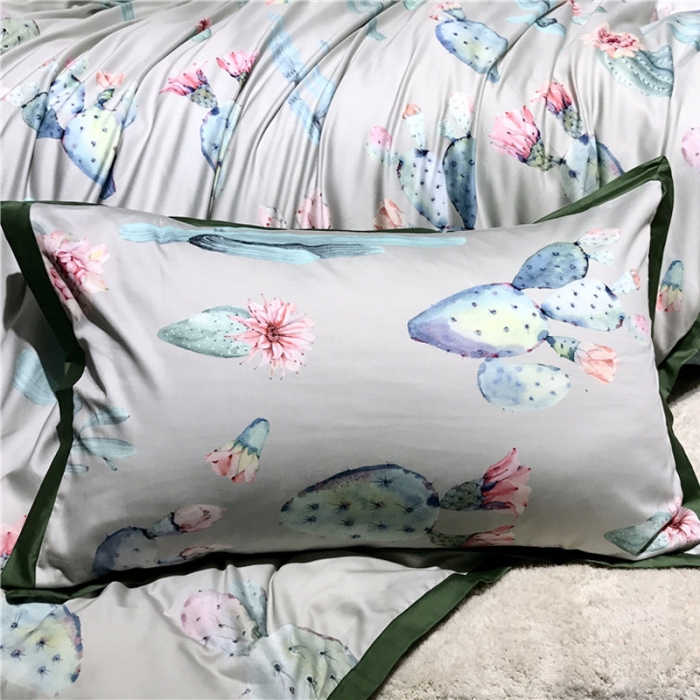 91家纺网 家纺一手货源 找家纺 优然居 2019小边款数码印花四件套 仙人掌时光