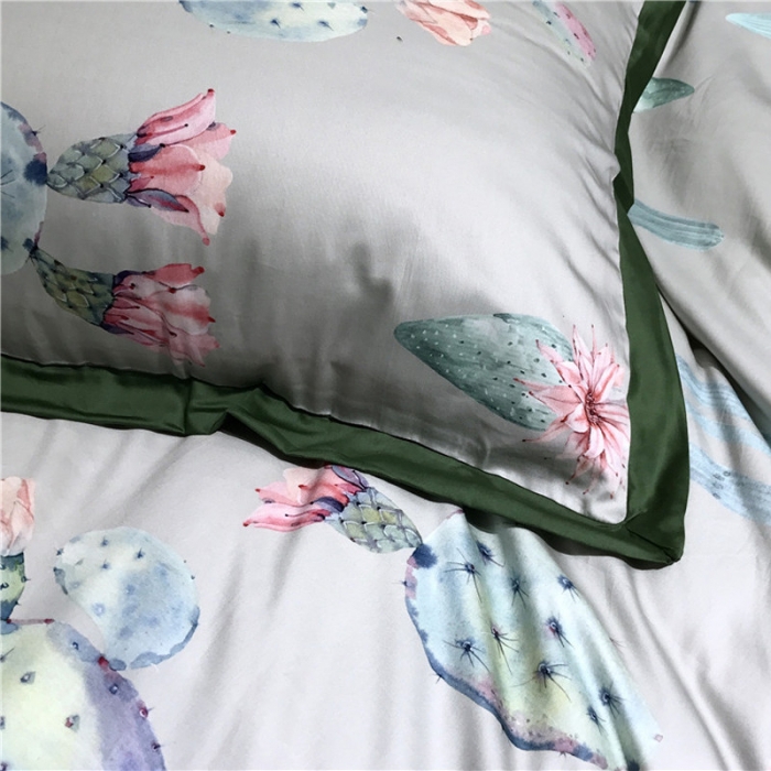 91家纺网 家纺一手货源 找家纺 优然居 2019小边款数码印花四件套 仙人掌时光