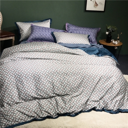 91家纺网 家纺一手货源 找家纺 优然居 2019小边款数码印花四件套维克