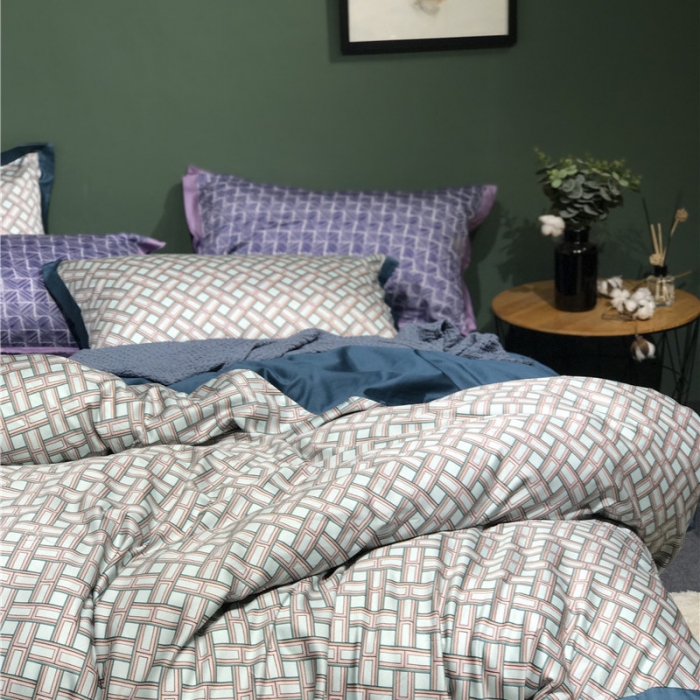 91家纺网 家纺一手货源 找家纺 优然居 2019小边款数码印花四件套维克