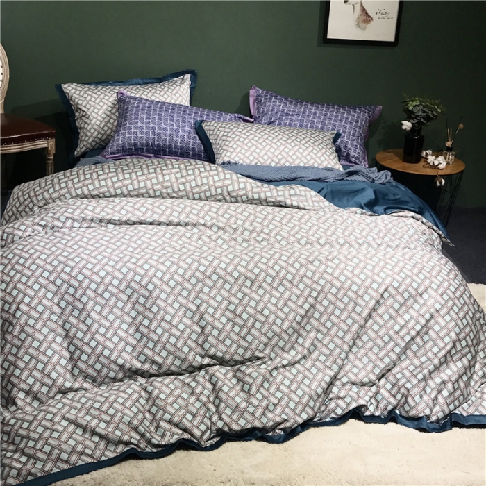 91家纺网 家纺一手货源 找家纺 优然居 2019小边款数码印花四件套维克