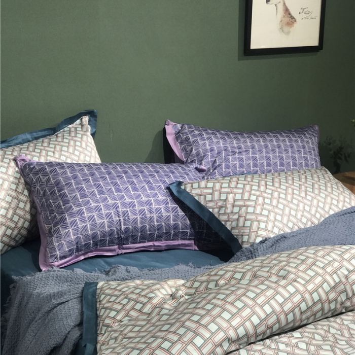 91家纺网 家纺一手货源 找家纺 优然居 2019小边款数码印花四件套维克