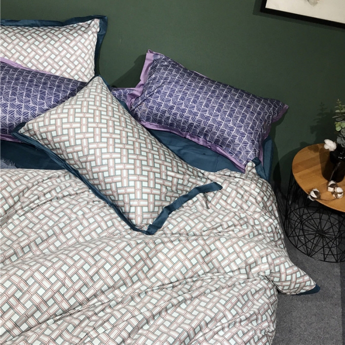 91家纺网 家纺一手货源 找家纺 优然居 2019小边款数码印花四件套维克