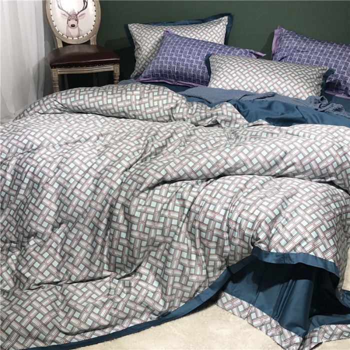 91家纺网 家纺一手货源 找家纺 优然居 2019小边款数码印花四件套维克