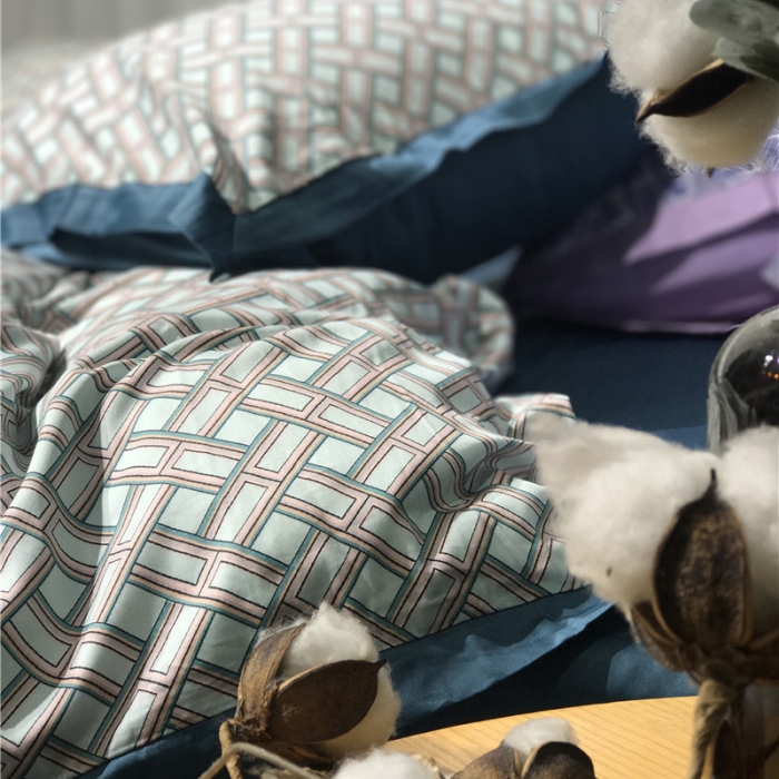 91家纺网 家纺一手货源 找家纺 优然居 2019小边款数码印花四件套维克