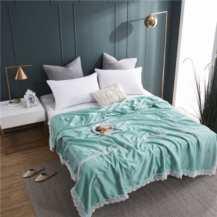 91家纺网 家纺一手货源 找家纺 优然居家纺 2019新款60支兰精天丝夏被 湖水绿