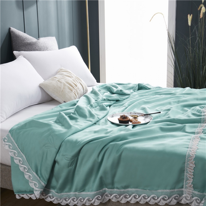 91家纺网 家纺一手货源 找家纺 优然居家纺 2019新款60支兰精天丝夏被 湖水绿