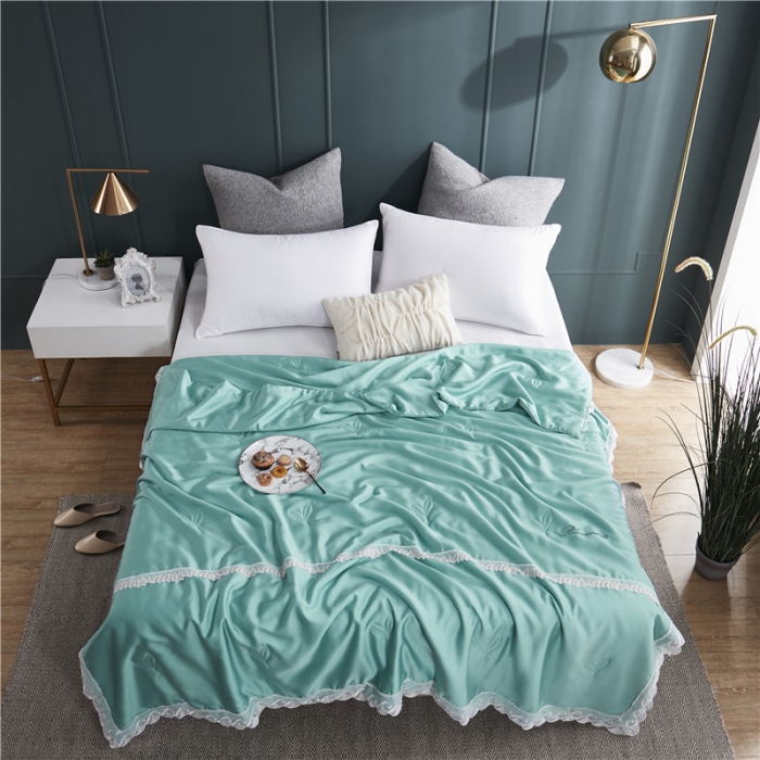 91家纺网 家纺一手货源 找家纺 优然居家纺 2019新款60支兰精天丝夏被 湖水绿