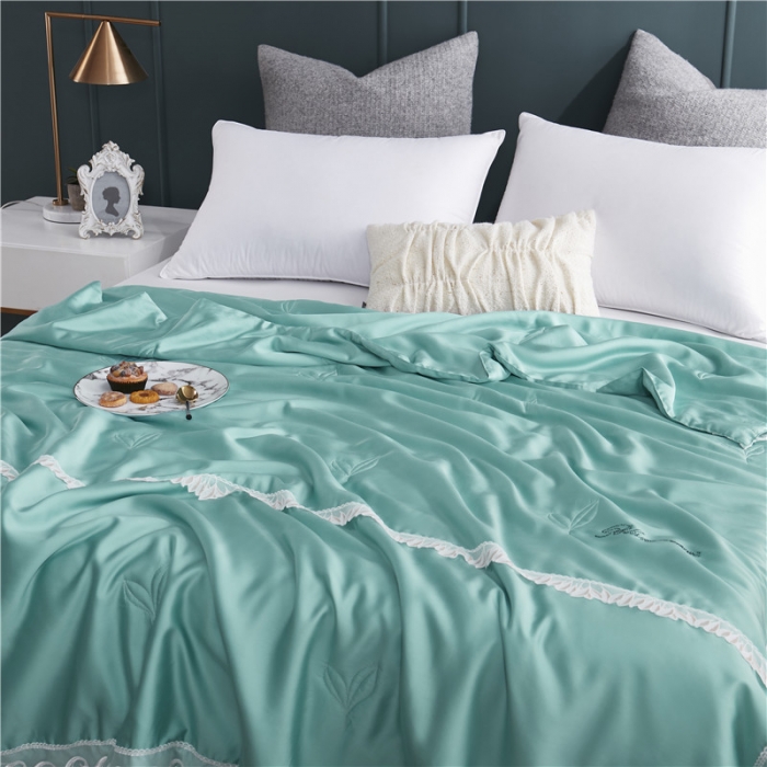 91家纺网 家纺一手货源 找家纺 优然居家纺 2019新款60支兰精天丝夏被 湖水绿