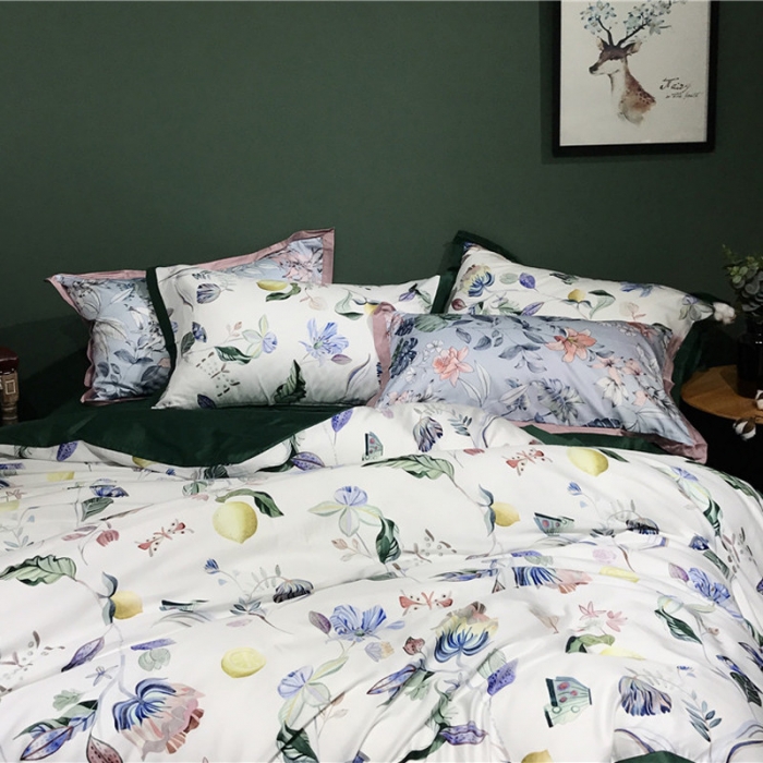 91家纺网 家纺一手货源 找家纺 优然居 2019小边款数码印花四件套 蒂娜