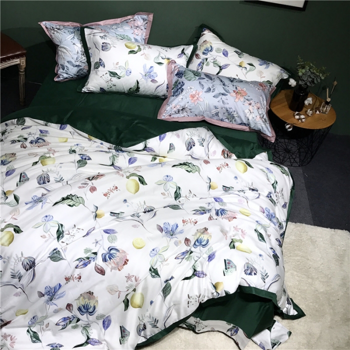 91家纺网 家纺一手货源 找家纺 优然居 2019小边款数码印花四件套 蒂娜