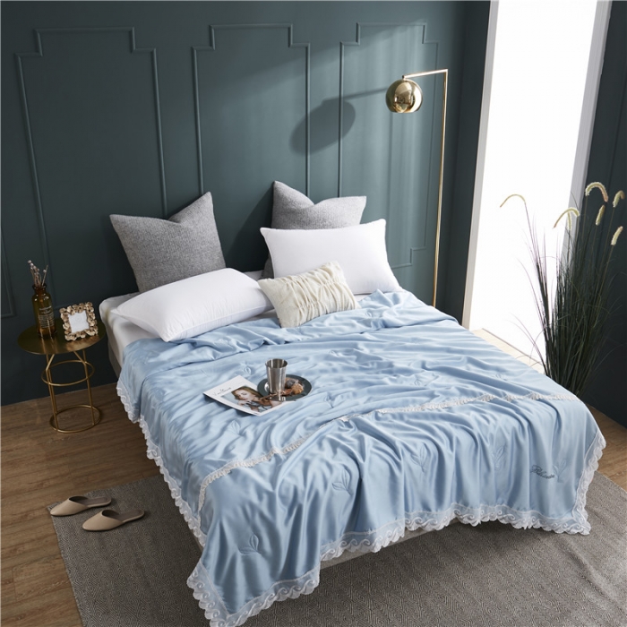 91家纺网 家纺一手货源 找家纺 优然居家纺 2019新款60支兰精天丝夏被 天蓝