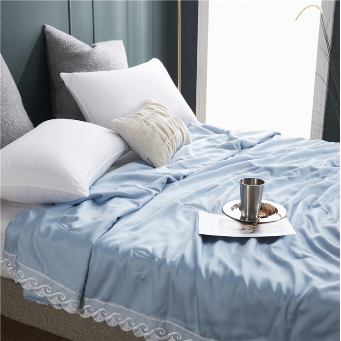 91家纺网 家纺一手货源 找家纺 优然居家纺 2019新款60支兰精天丝夏被 天蓝