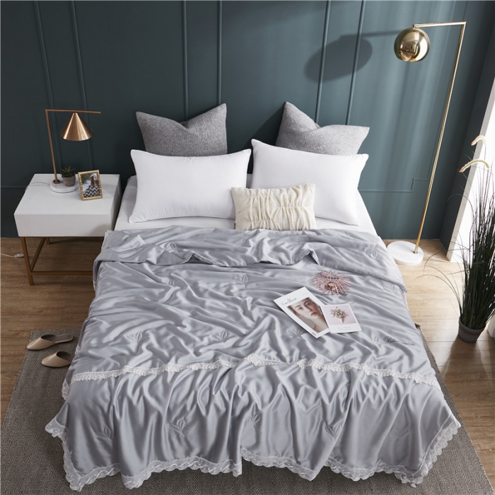 91家纺网 家纺一手货源 找家纺 优然居家纺 2019新款60支兰精天丝夏被 银灰