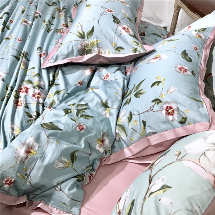 91家纺网 家纺一手货源 找家纺 优然居 2019小边款数码印花四件套 倚梅