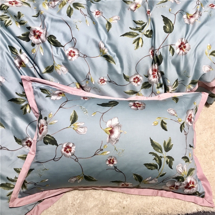 91家纺网 家纺一手货源 找家纺 优然居 2019小边款数码印花四件套 倚梅