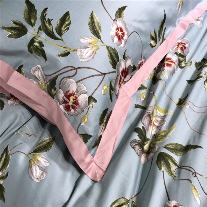 91家纺网 家纺一手货源 找家纺 优然居 2019小边款数码印花四件套 倚梅