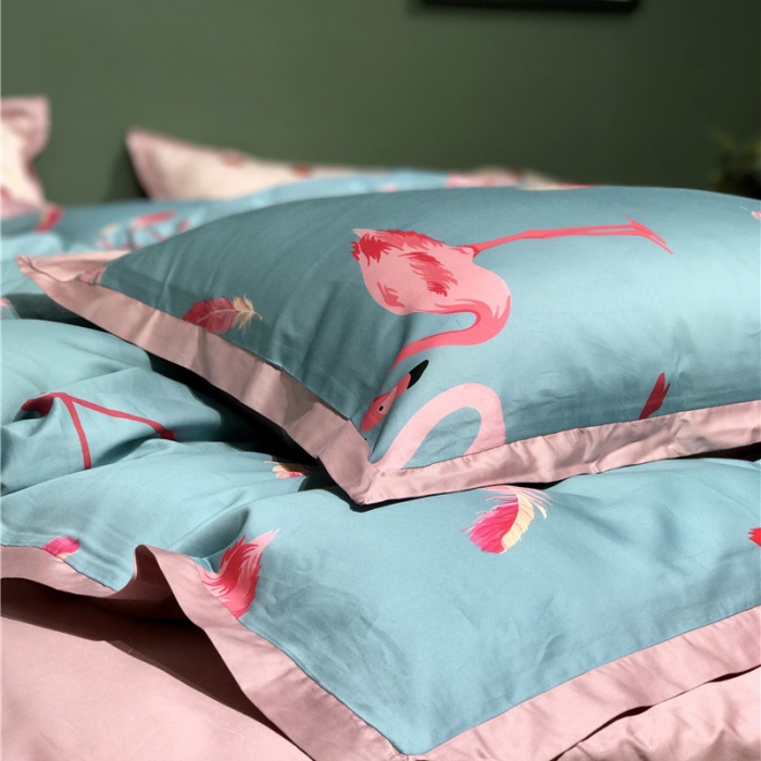 91家纺网 家纺一手货源 找家纺 优然居 2019小边款数码印花四件套 羽翼