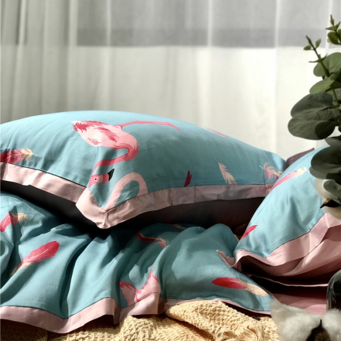 91家纺网 家纺一手货源 找家纺 优然居 2019小边款数码印花四件套 羽翼