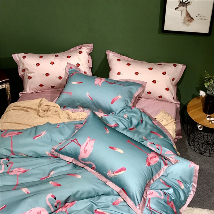 91家纺网 家纺一手货源 找家纺 优然居 2019小边款数码印花四件套 羽翼