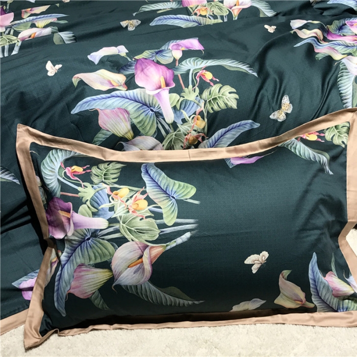 91家纺网 家纺一手货源 找家纺 优然居 2019小边款数码印花四件套 绽放