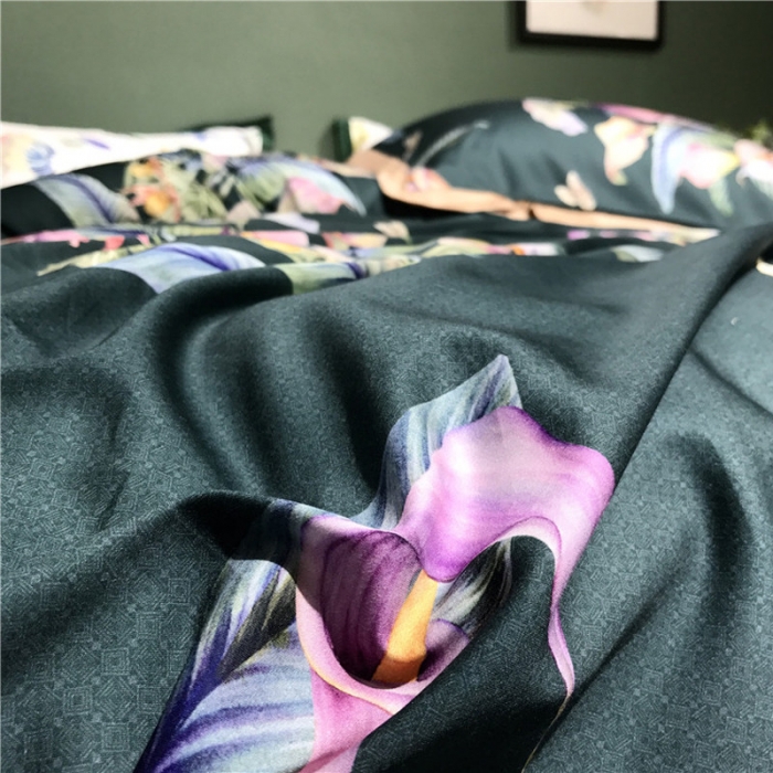 91家纺网 家纺一手货源 找家纺 优然居 2019小边款数码印花四件套 绽放