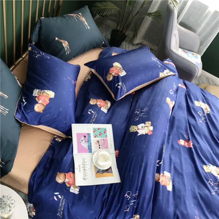 91家纺网 家纺一手货源 找家纺 优然居家纺 2019春新款数码印花四件套英氏小熊