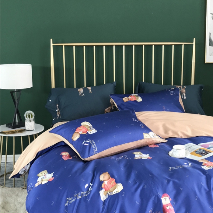 91家纺网 家纺一手货源 找家纺 优然居家纺 2019春新款数码印花四件套英氏小熊