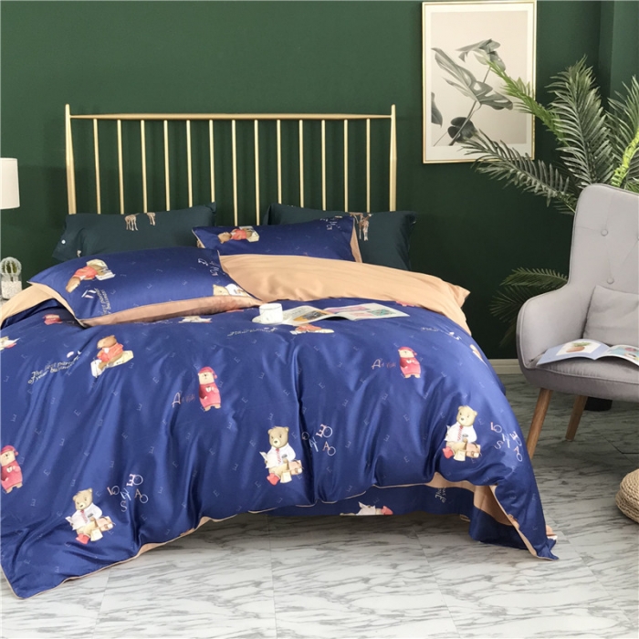 91家纺网 家纺一手货源 找家纺 优然居家纺 2019春新款数码印花四件套英氏小熊