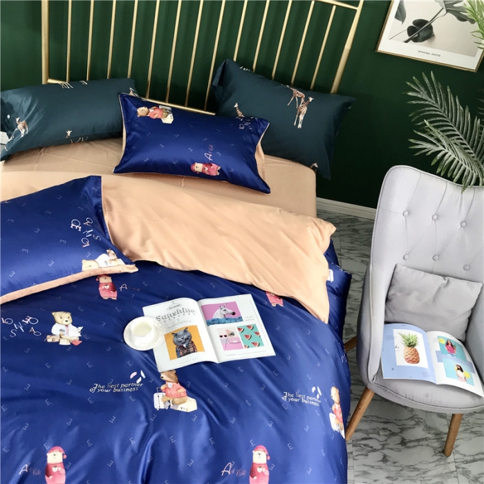 91家纺网 家纺一手货源 找家纺 优然居家纺 2019春新款数码印花四件套英氏小熊