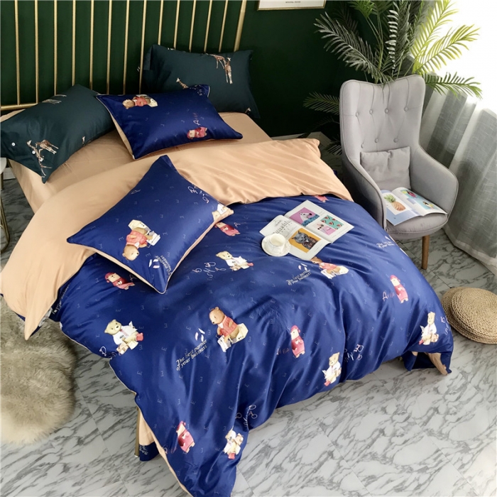 91家纺网 家纺一手货源 找家纺 优然居家纺 2019春新款数码印花四件套英氏小熊