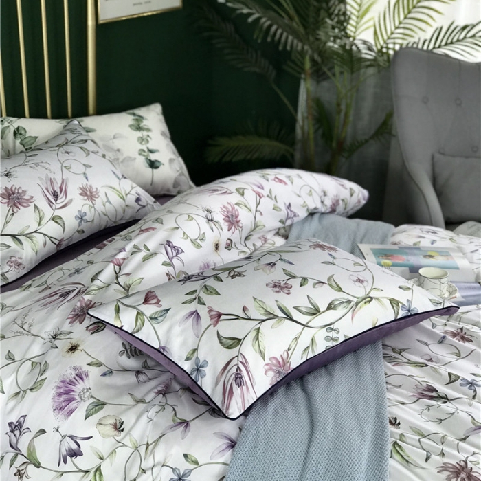 91家纺网 家纺一手货源 找家纺 优然居家纺 2019春新款数码印花四件套紫色风藤