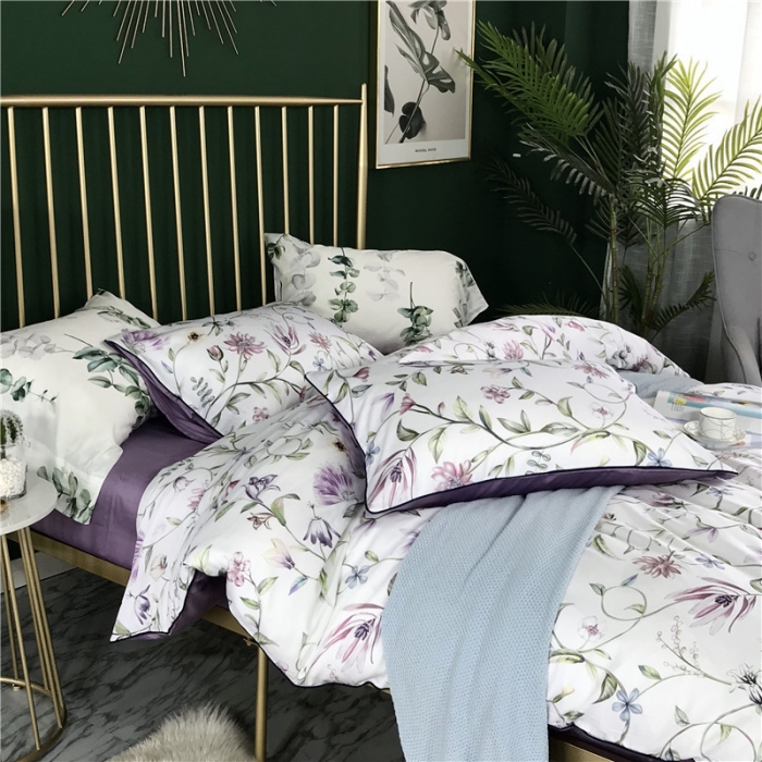 91家纺网 家纺一手货源 找家纺 优然居家纺 2019春新款数码印花四件套紫色风藤