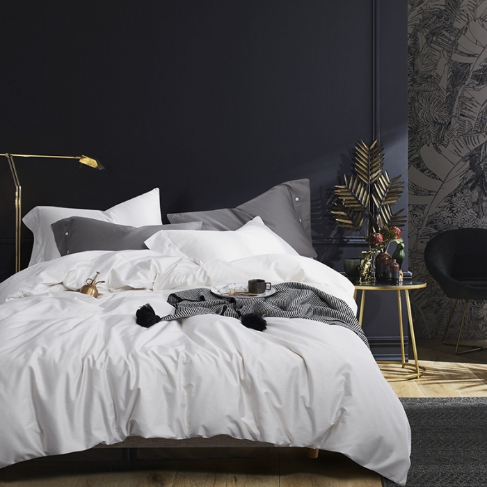 91家纺网 家纺一手货源 找家纺 优然居家纺 60支长绒棉纯色四件套牛奶白