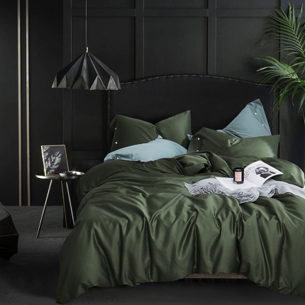 91家纺网 家纺一手货源 找家纺 优然居家纺  60支长绒棉纯色四件套 祖母绿