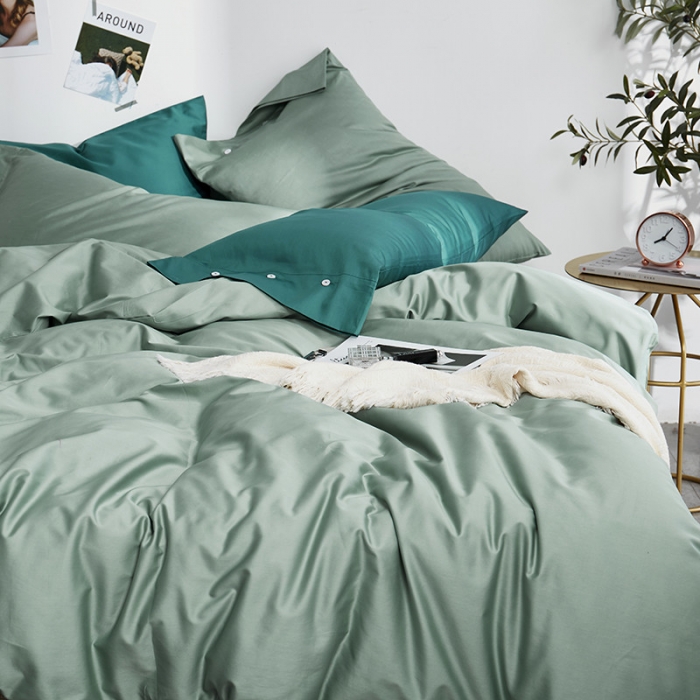 91家纺网 家纺一手货源 找家纺 优然居家纺  60支长绒棉纯色四件套 深邃灰