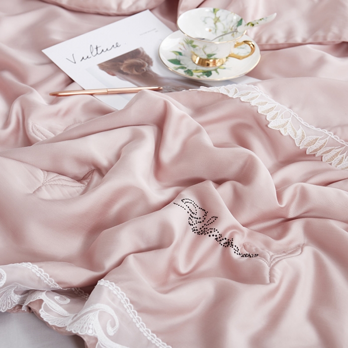 91家纺网 家纺一手货源 找家纺 优然居家纺 60支兰精天丝夏被 豆沙粉