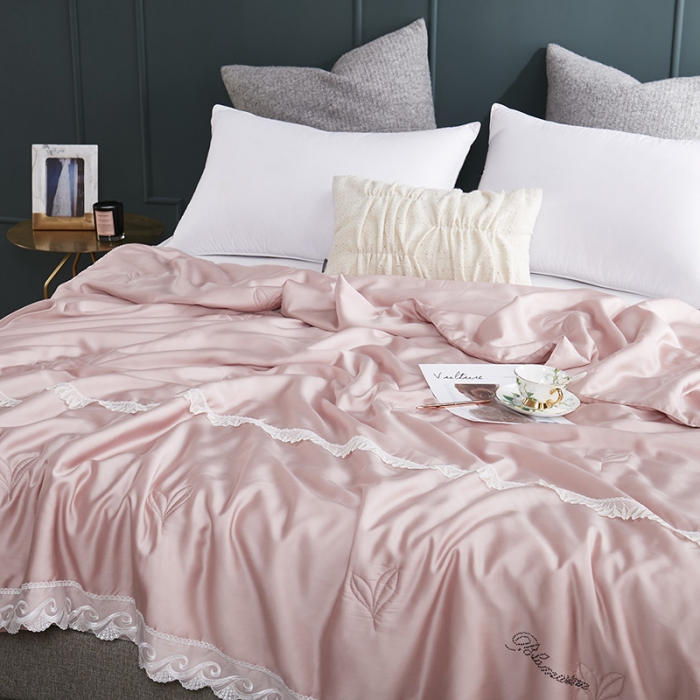 91家纺网 家纺一手货源 找家纺 优然居家纺 60支兰精天丝夏被 豆沙粉