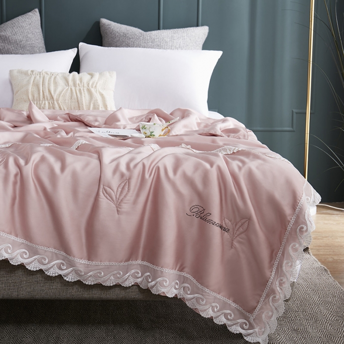 91家纺网 家纺一手货源 找家纺 优然居家纺 60支兰精天丝夏被 豆沙粉