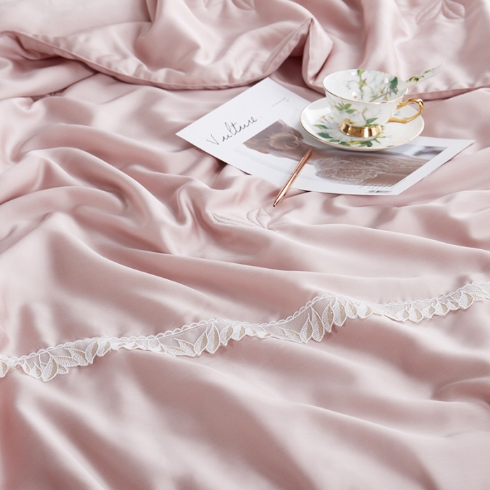 91家纺网 家纺一手货源 找家纺 优然居家纺 60支兰精天丝夏被 豆沙粉