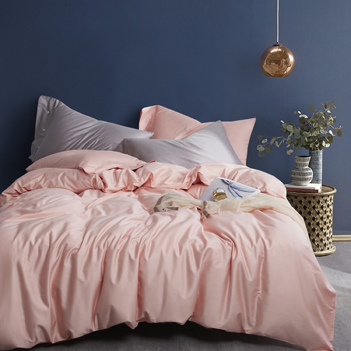 91家纺网 家纺一手货源 找家纺 优然居家纺 60支长绒棉纯色四件套萝莉粉