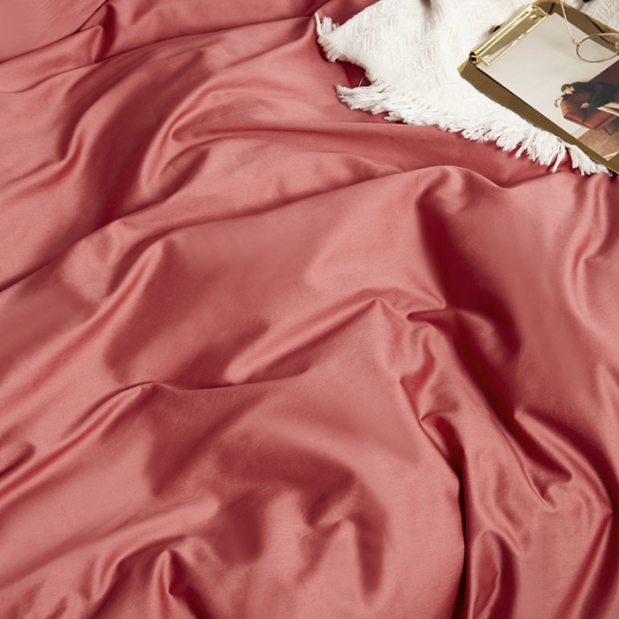 91家纺网 家纺一手货源 找家纺 优然居家纺 60支长绒棉纯色四件套珊瑚红