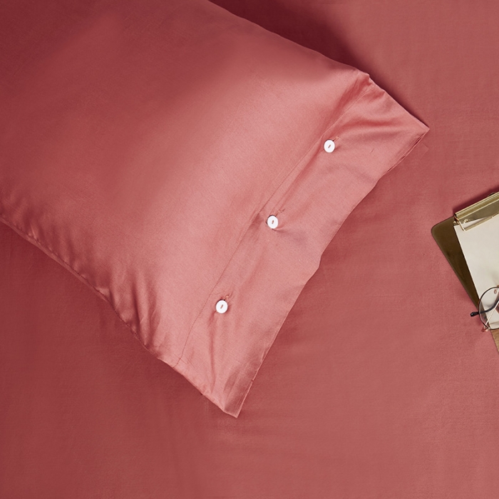 91家纺网 家纺一手货源 找家纺 优然居家纺 60支长绒棉纯色四件套珊瑚红