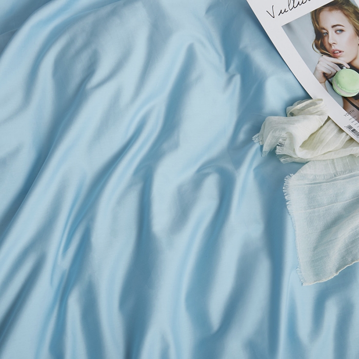 91家纺网 家纺一手货源 找家纺 优然居家纺 60支长绒棉纯色四件套天空蓝