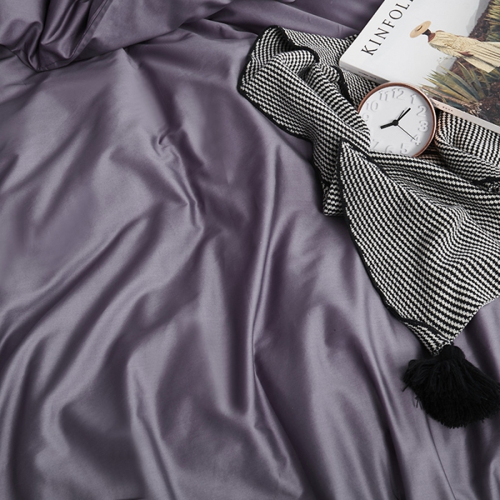 91家纺网 家纺一手货源 找家纺 优然居家纺 60支长绒棉纯色四件套优雅紫灰