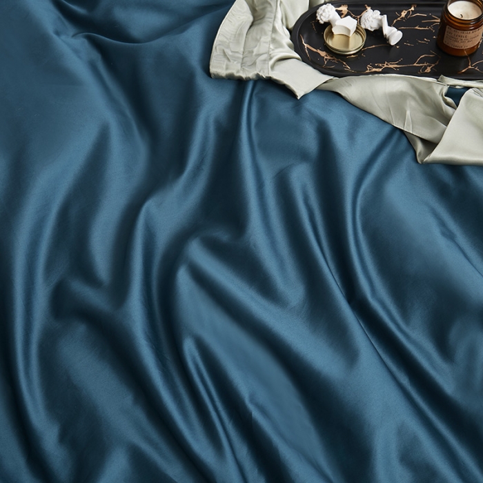 91家纺网 家纺一手货源 找家纺 优然居家纺  60支长绒棉纯色四件套静怡蓝